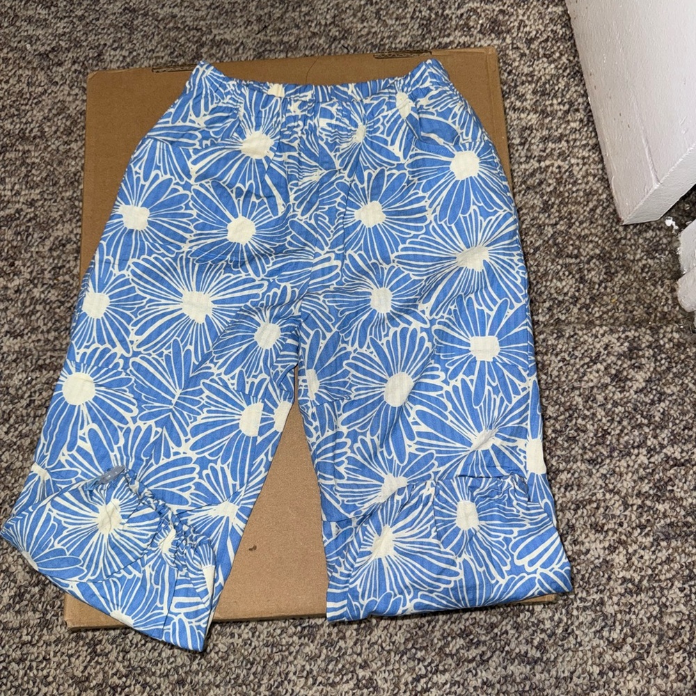 Zara Kids Blue Floral Casual Bottoms